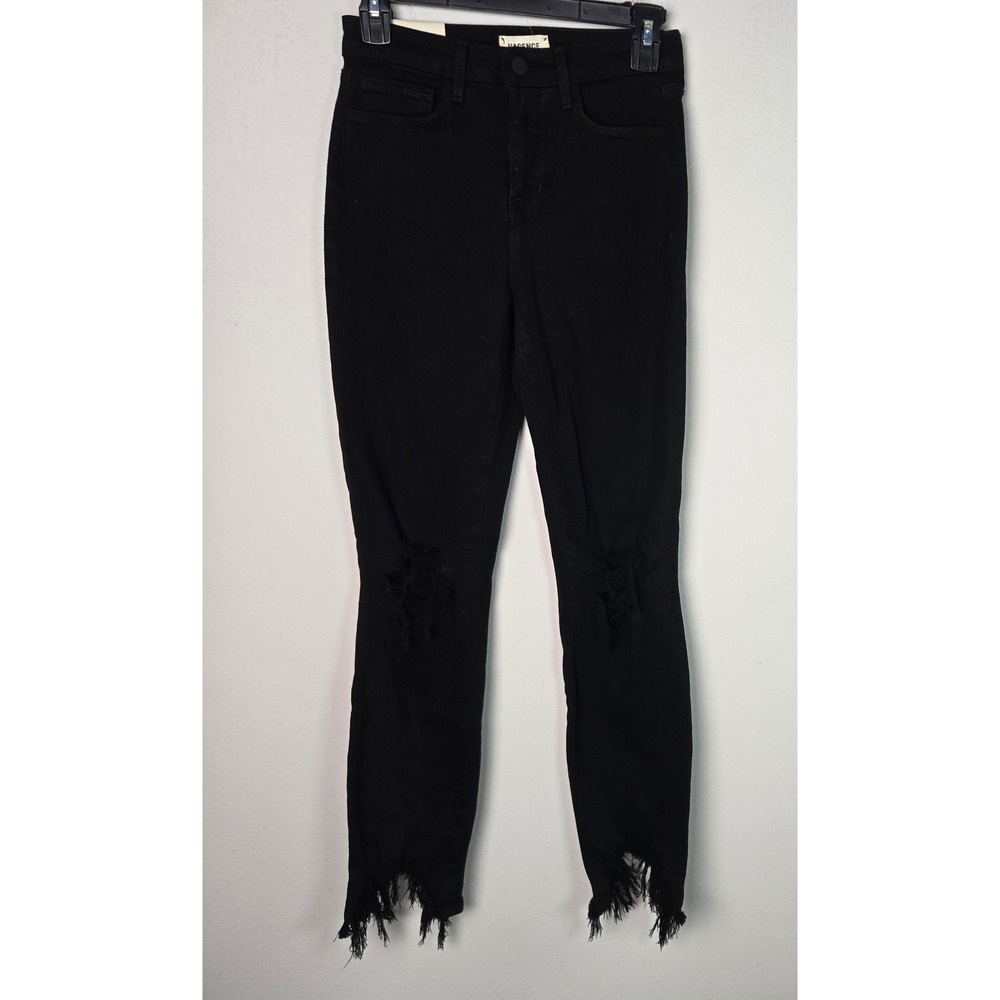 L'AGENCE High Line High Rise Skinny Black Jeans Size 24 Distressed Fray Hem‎ - Picture 3 of 9